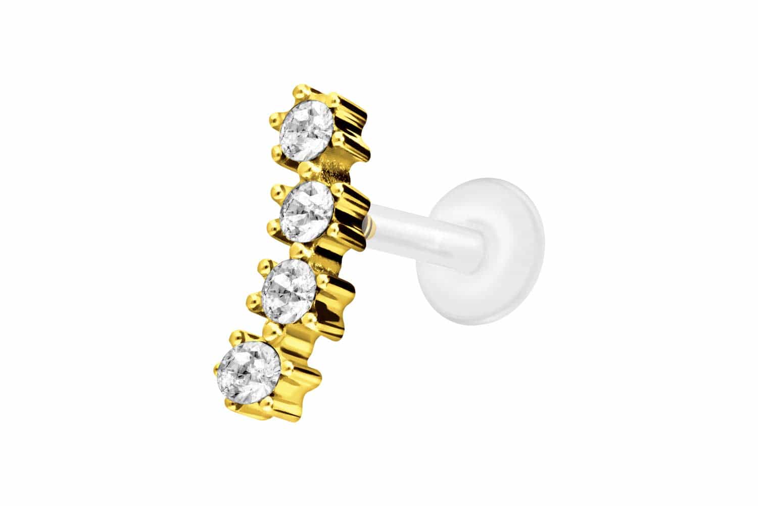 PTFE Labret mit Innengewinde + Titan-Aufsatz 4 EINGEFASSTE KRISTALLE